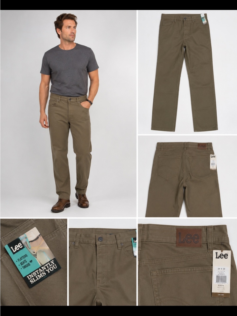 Lee Olive Brown Straight Leg Pants